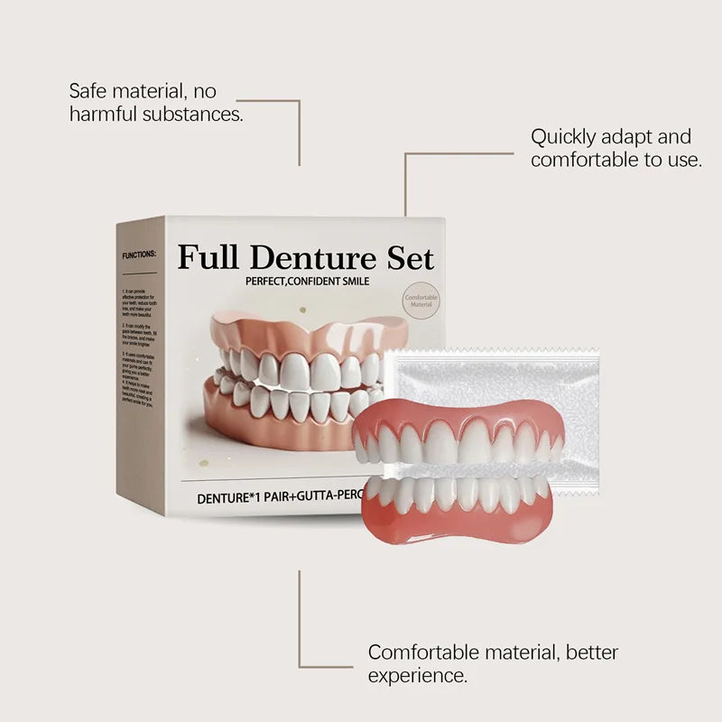 False Teeth Silicone Upper Lower Veneers Perfect Denture Silicone Kit Temporary Orthodontic Fake Tooth Oral Hygiene Care