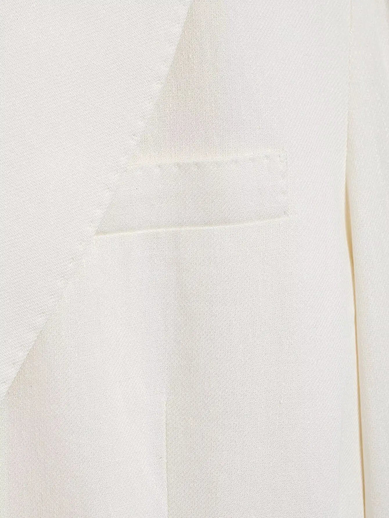 طقم نسائي ربيعي أنيق من HH، يتكون من سترة بيضاء بياقة مطوية وأكمام طويلة وأربطة + بنطلون طويل بسحاب وخصر مرتفع.