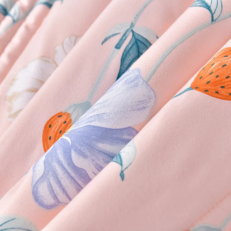 لحاف صيفي من القطن المغسول، لحاف مكيف للهواء، بطانية ناعمة وجيدة التهوية، مفرش سرير مطبوع عليه أوراق رقيقة، غطاء سرير، منسوجات منزلية