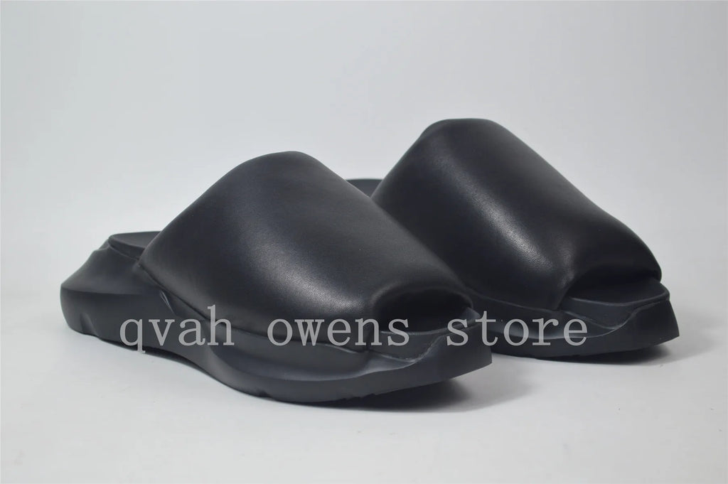 Men Platform Sandals Casual Leather Slipper Luxury Trainers Height Increasing High Street Summer Black Shoes