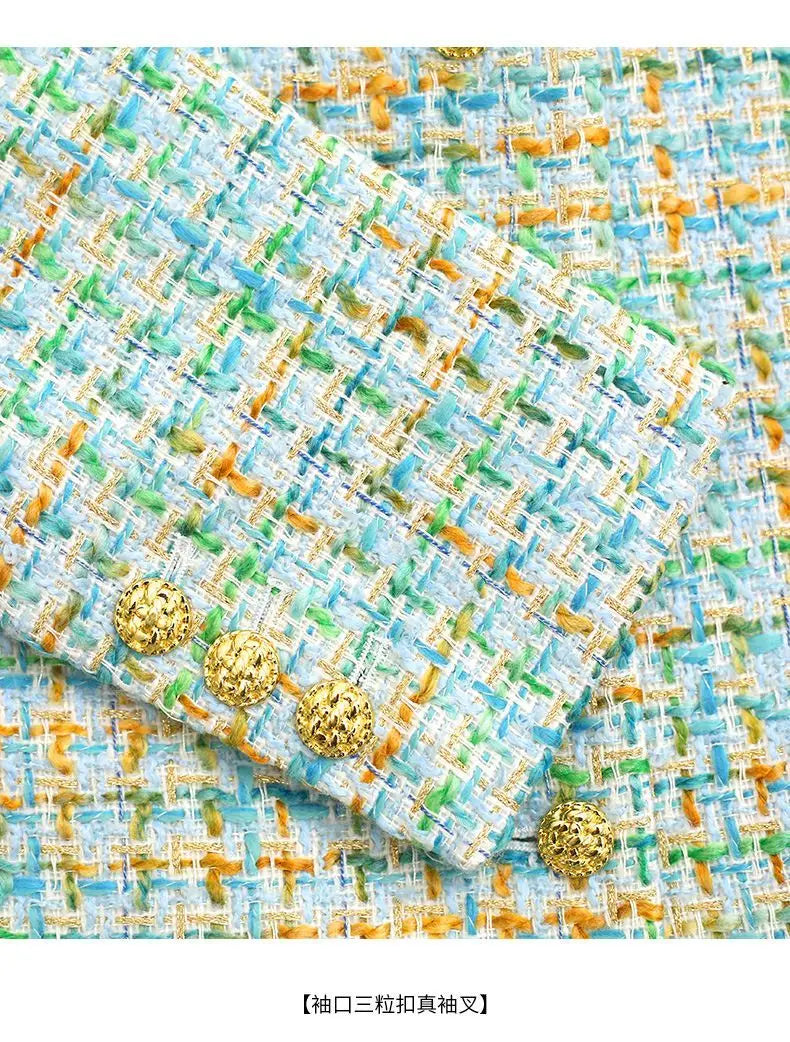 جاكيت عصري للنساء 2025، بلوزة قصيرة متعددة الاستخدامات من التويد المضفر، مناسبة لفصل الربيع والخريف