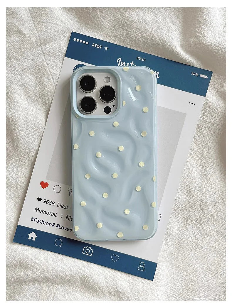 جراب هاتف قابل للطي من Love Polka Dot لهاتف IPhone 15 16 Pro Max Case 13 14 Pro جراب أنيق مقاوم للصدمات من السيليكون الناعم