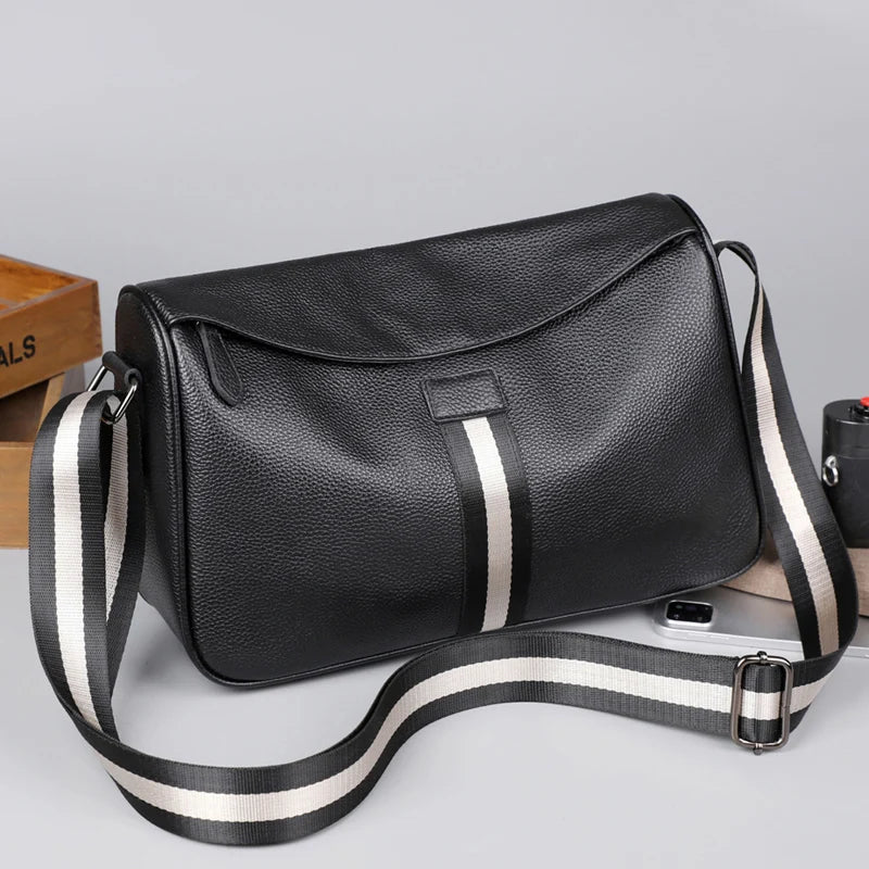 Genuine Leather Women Men Shoulder Bags Cowhide Leather New Design Crossbody Messenger Bags Fashion Style Commuting Sac A Main