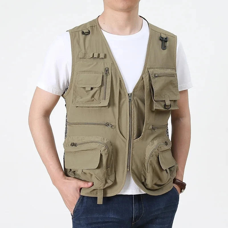 2024 Outdoor Leisure Vest Men's New Multi-Pocket Breathable Outdoor Sports Coat High-Quality Design Leisure Vest Men