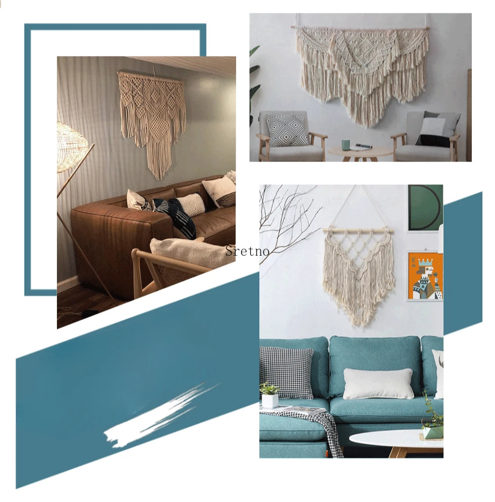 Modern Simple Home Wall Decor Tapestry 2025 New Pure Handmade Woven Fabric Nordic Style Boho Home Room Decoration Tapestries