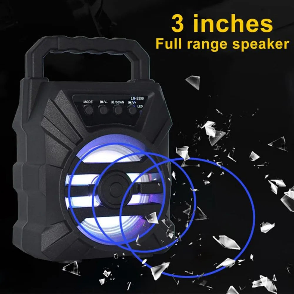 Wireless Bluetooth Speaker with LED Wireless Handheld Speaker Support Wired Microphone/TF Card/U Stick Audio Line Input