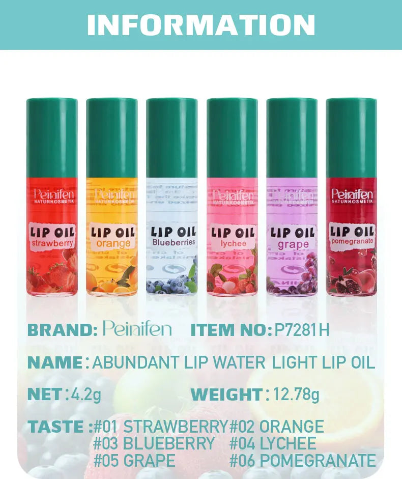 6PCS Fruit-Flavored Lip Balm Set Watery Lip Gloss Lip Oil Smooth Lip Lines Plump Lips Beauty Care Kit for Lip Hydration