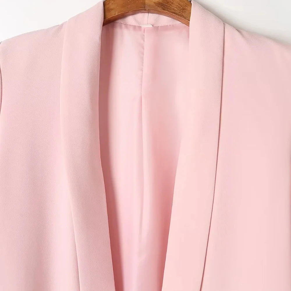 Women Fashion Office Wear Open Blazer Coat Vintage Long Pleated Sleeves Flap Pockets Female Outerwear Chic Tops