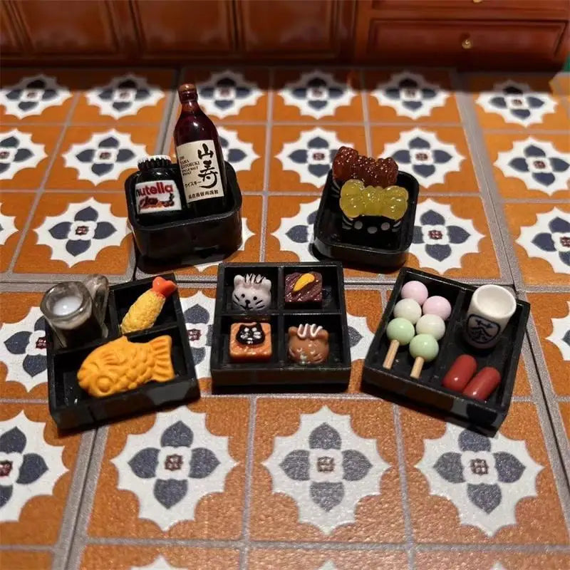 Kids Pretend Play Toys Set, 5-Piece Japanese Cuisine Models, Miniature Dollhouse Kitchen Accessories, Gift and Ornament