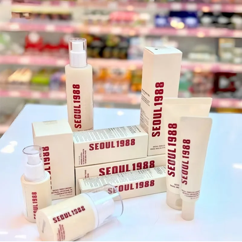 Korean Skin Care Set Seoul 1988 Eye Cream Snail Mucin Skincare Set Facial Sunscreen Cream Vitamin C Moisturizing Firming Essence