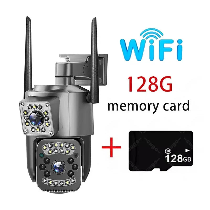 4K 8MP WIFI IP Camera HD PTZ 4G SIM Dual Lens Video Camara 8X Zoom Human Trackin IP66 Waterproof V380 Pro Outdoor Wireless CCTV