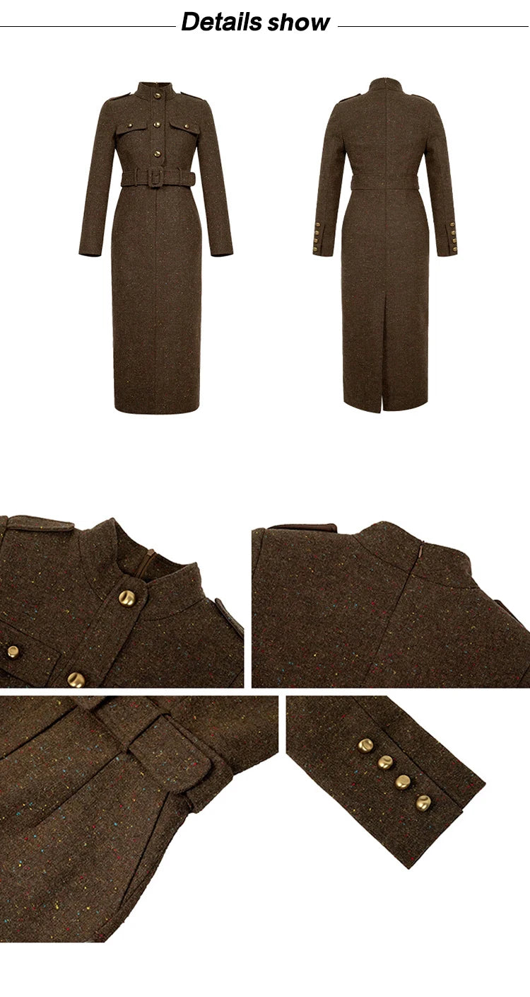 فستان رسمي أنيق للنساء، فستان نسائي احترافي عتيق بحزام صدر واحد، رداء متوسط ​​الطول، فستان حفلات عمل نسائي