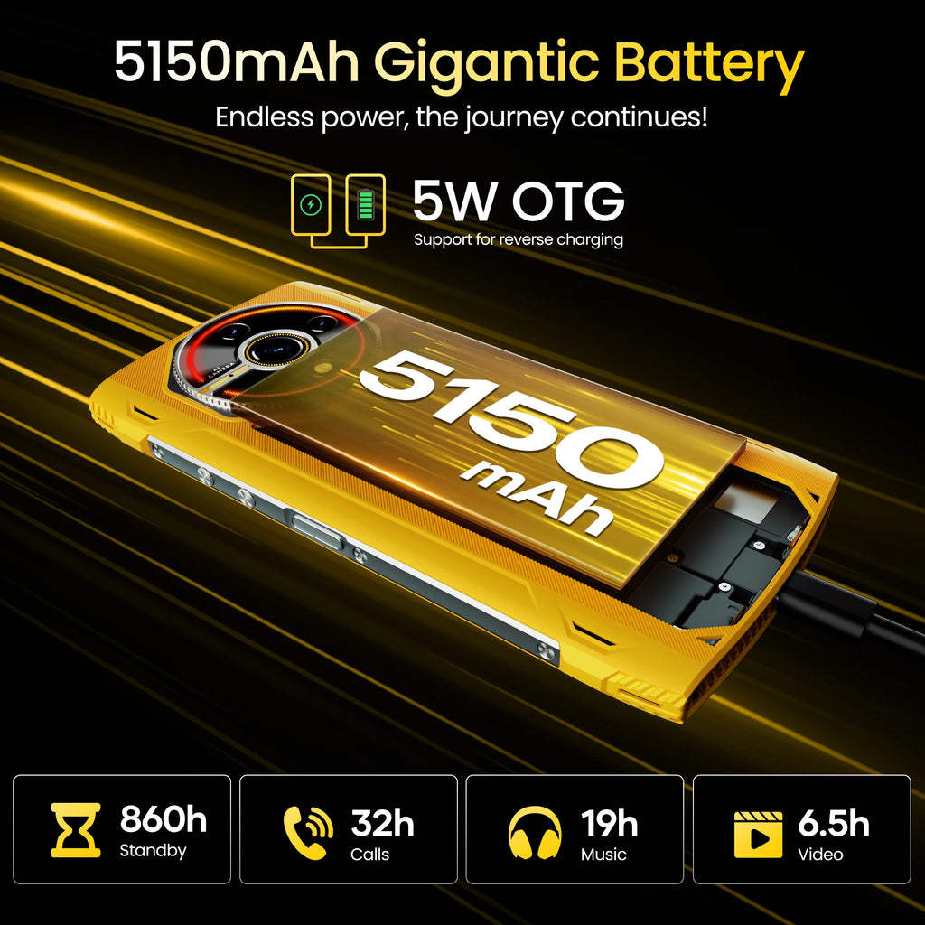 هاتف LAGENIO Panther 2 Pro الذكي المتين 4G يعمل بنظام Android 15 بسعة 8 جيجابايت + 256 جيجابايت، هاتف محمول 50 ميجابكسل 5150 مللي أمبير في الساعة، شاشة 6.7 بوصة عالية الدقة، هاتف محمول رفيع للغاية من طراز Gemini