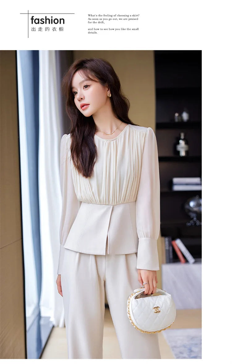 Fashion Uniform Styles Spring Women Office Business Suits Female Pantsuits Ladies Work Wear Blazers Sets With Wide Leg Trousers SwiftNest