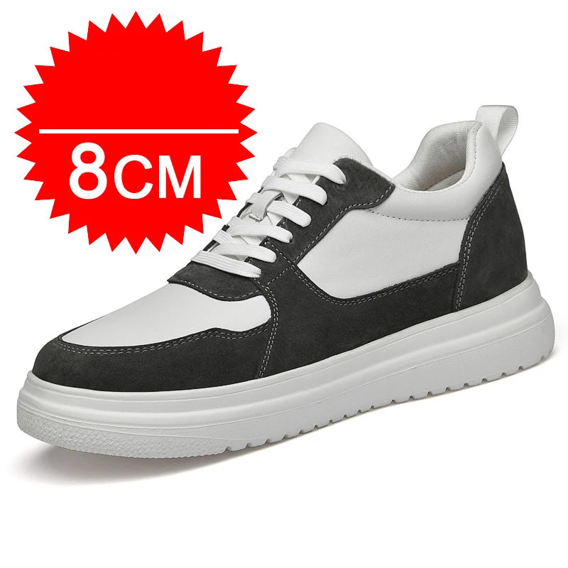 Fashion Men Casual Shoes Men Low Cut Sneakers Breathable Height Increasing Shoes 6/8/10CM Thick Sole Hard-Wearing Male Footwear