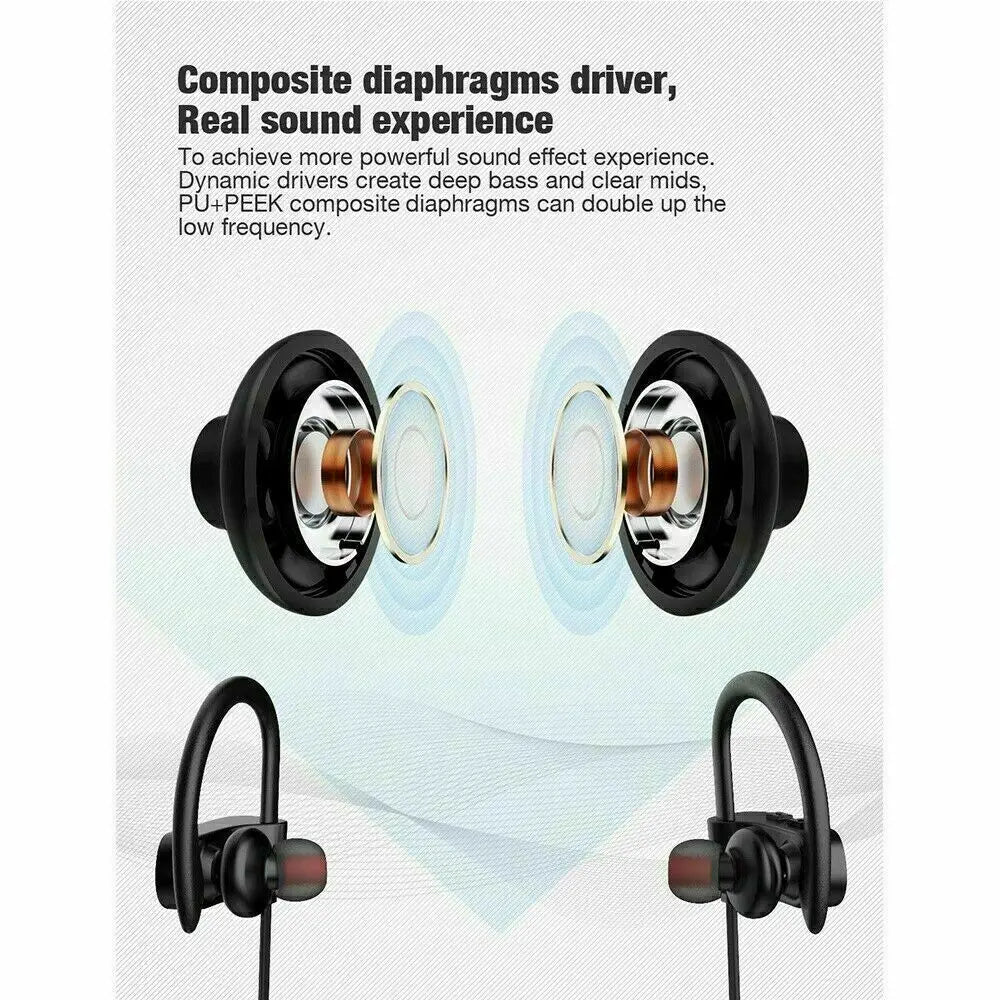 Wireless Bluetooth 5.0 Earbuds Stereo Headphones in Ear Headset Built-in Microphone Sports Waterproof Neck-hanging Headsets