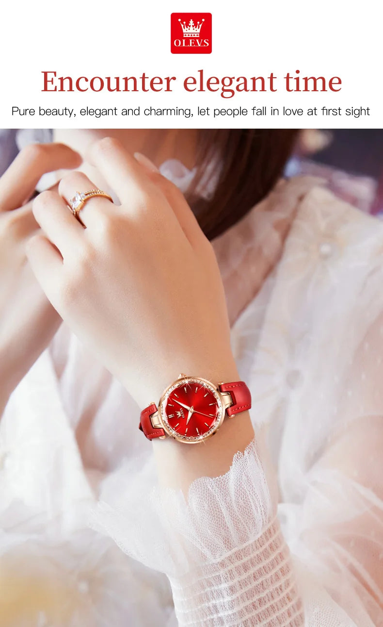 OLEVS Brand watch fashion diamond-encrusted outer ring ladies quartz watch waterproof watch 6645 SwiftNest