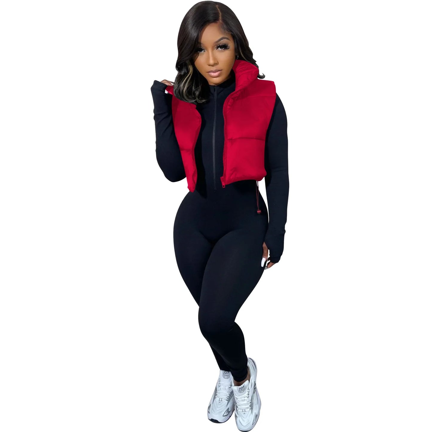 Women's Winter Vest Fashion Faux Leather Padded Jacket Coat Vintage PU Black And White Female Short Waistcoat Chic Clothes Tops