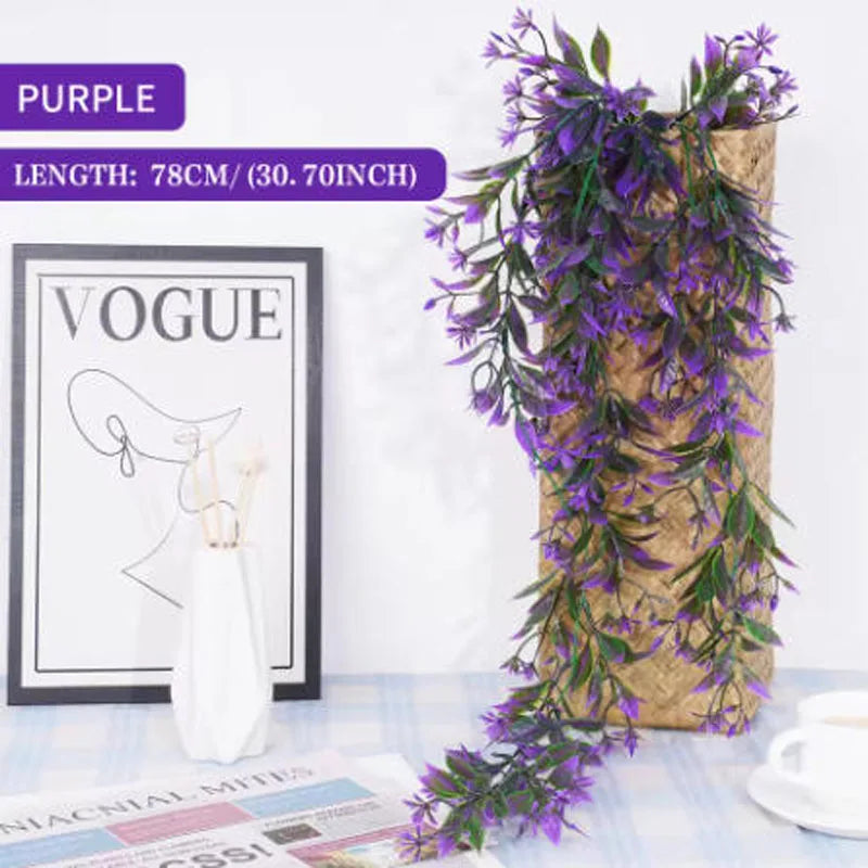 أوراق الكروم ديكور غرفة المنزل نبات صناعي معلق أوراق بلاستيكية عشب الزفاف نبات أخضر لبلاب ديكور المنزل والحديقة الخارجية