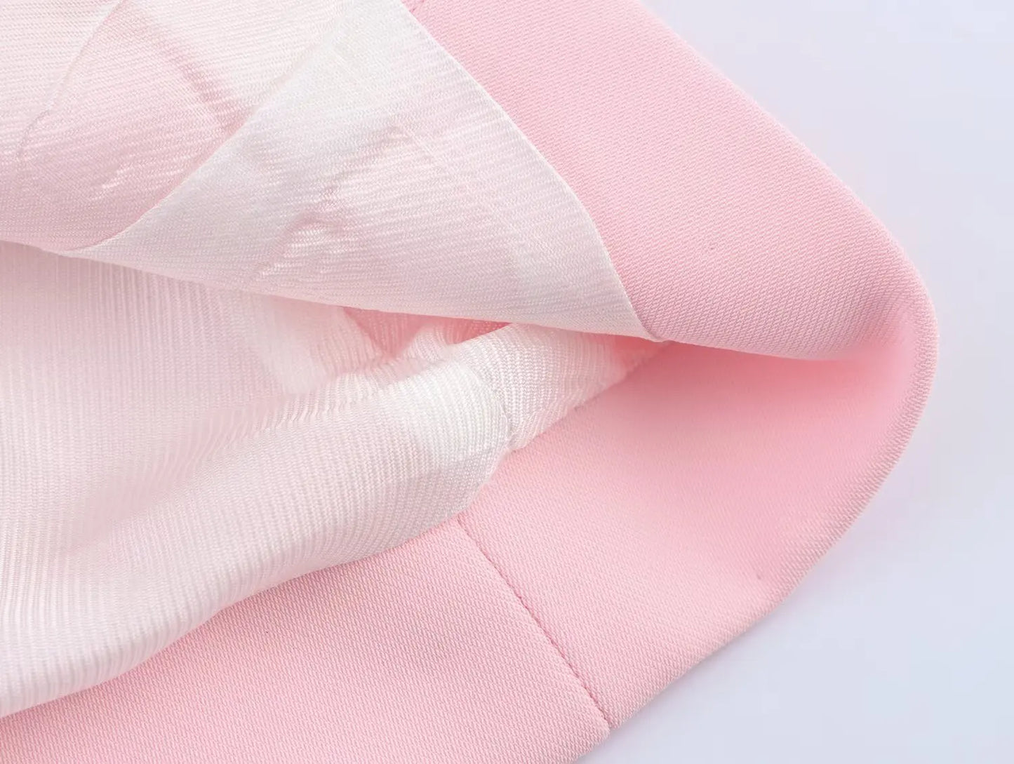 طقم نسائي وردي من HH Fashion، يتكون من سترة ريشية بياقة مطوية وأكمام طويلة وصدر واحد + بنطال طويل بسحاب وجيوب وخصر مرتفع