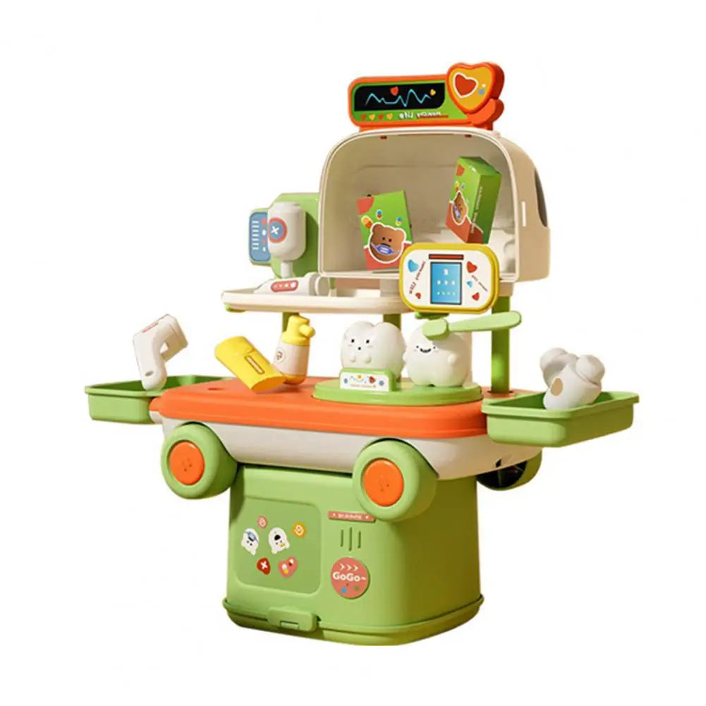 Kids Doctor Kitchen Makeup Toys for Girls Interactive Pretend Game Set Portable Foldable Storage Box Children Birthday Gifts