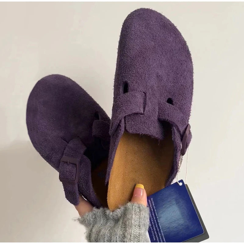 Women's Suede Mules Clogs Slippers Soft Insole Sandals With Arch Support Shoes Outdoor Beach Suede Clogs Slippers Slides For Men