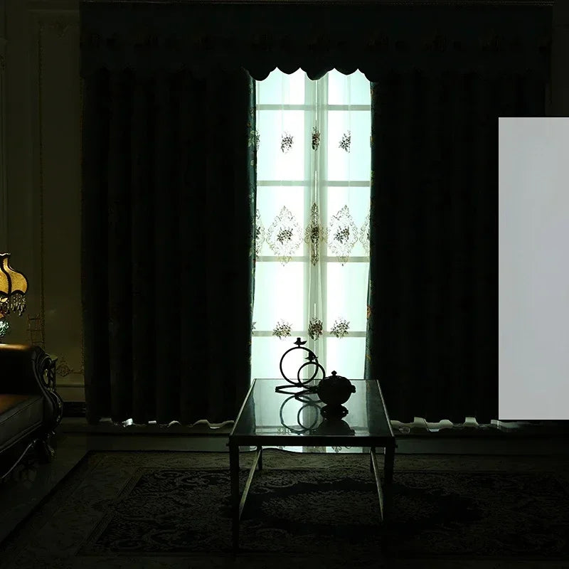 European-style Curtains Simple European Beige Living Dining Room Bedroom Two-story Full-shading Window Curtain Finished Product