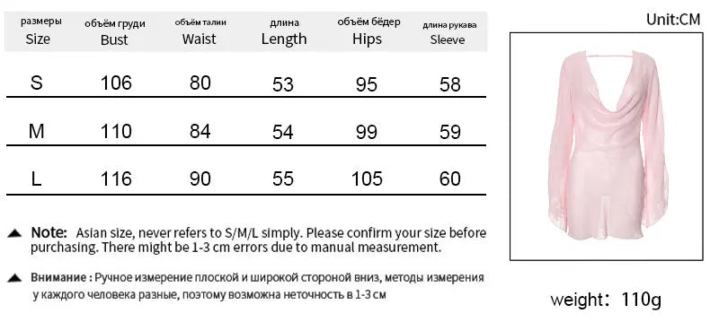 Women Dresses Autumn New Pink See Sexy Through Backless Low Chest Mini Dress Streetwear Fashion Lace-up Long Sleeves Lady Dress SwiftNest