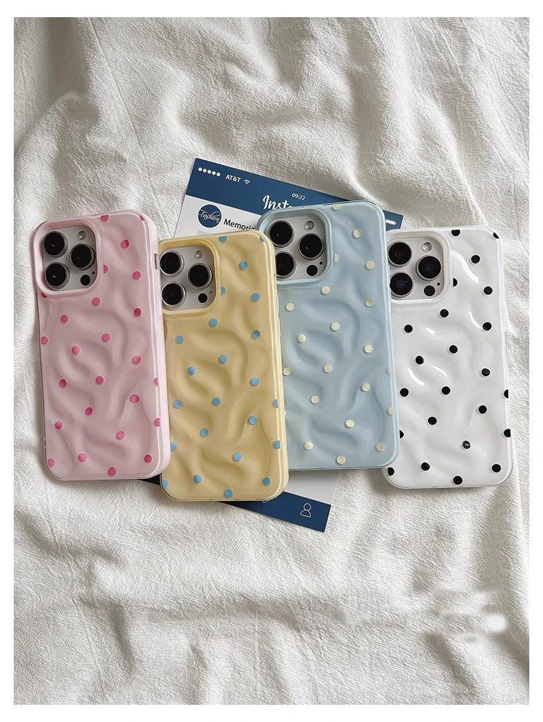جراب هاتف قابل للطي من Love Polka Dot لهاتف IPhone 15 16 Pro Max Case 13 14 Pro جراب أنيق مقاوم للصدمات من السيليكون الناعم