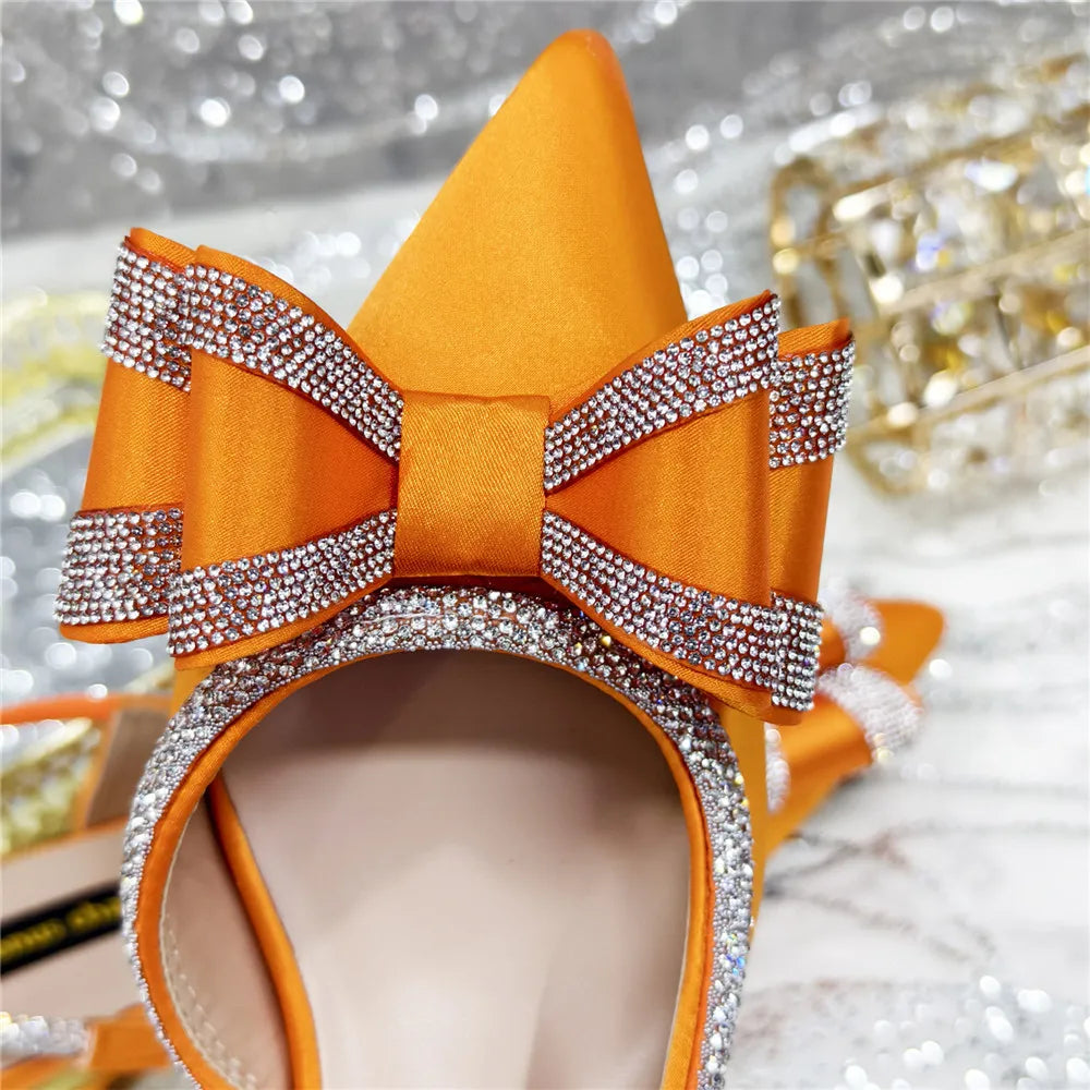 مجموعة أحذية وحقائب يد مدببة بمقدمة مدببة باللون الأخضر الزيتوني، أحذية بكعب متوسط ​​للنساء، مطرزة بأحجار الراين بتصميم إيطالي