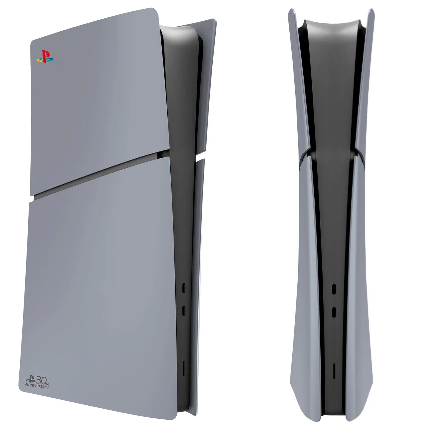 DIY Decoration Accessories Faceplate Replaceable 30th Anniversary Grey Side Shell Panels with Logo Sticker for PS5 Slim Console