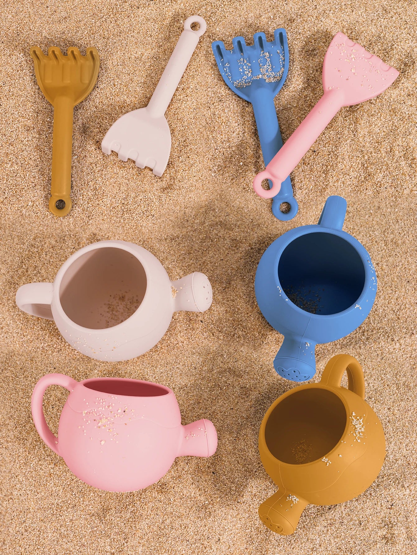 Baby Beach Toys Children Outdoor Games Sand Play Set Infants Digging Sand Silicone Rake Watering Pot Play Beach Toys for Kids