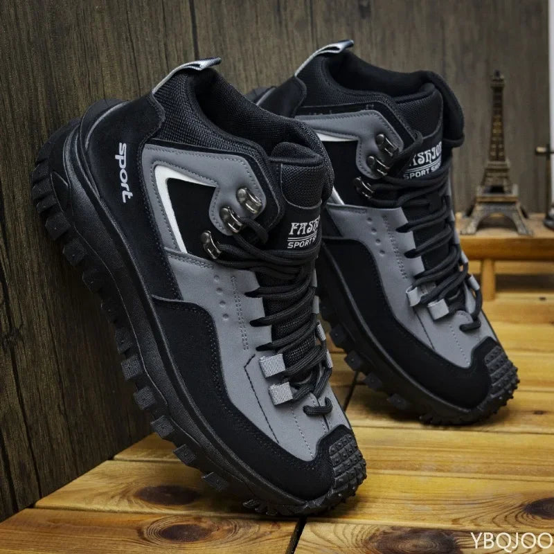 Outdoor Men's Hiking Casual Lightweight Anti Slip Slightly Vulcanized Shoes Waterproof High Top Hiking Sports Camping Men Shoes