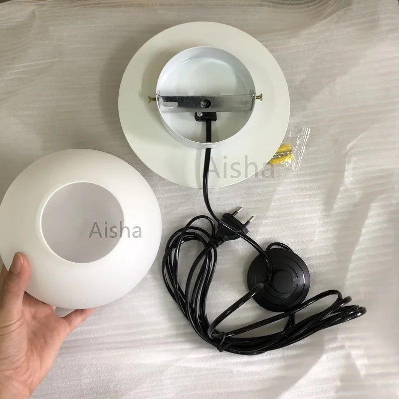 مصباح حائط لغرفة النوم الحديثة، مصباح حائط كروي إبداعي جديد مع مفتاح قابس القدم، مصباح حائط لغرفة المعيشة، فندق، منزل عائلي، ديكور