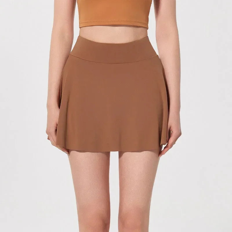 Summer Outdoor Sports Running Half-length Pleated Skirt Tennis Golf Fitness Short Skirt Pants Women's Slim High Waist