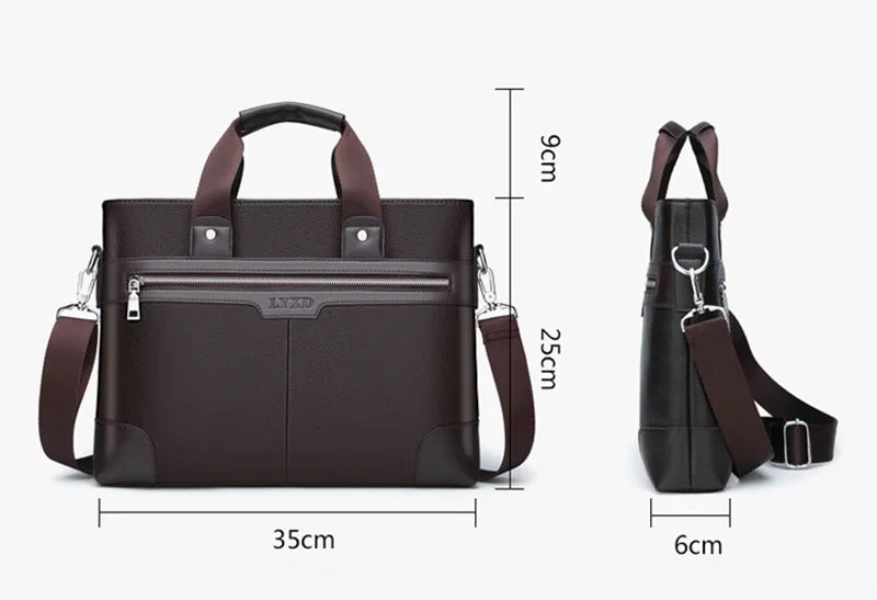 حقيبة عمل جديدة من جلد البولي يوريثان للرجال، حقيبة يد تنفيذية مصممة للمستندات بحجم A4، حقيبة كمبيوتر محمول مقاس 14 بوصة، حقيبة كتف للأعمال، حقيبة حمل للزوج
