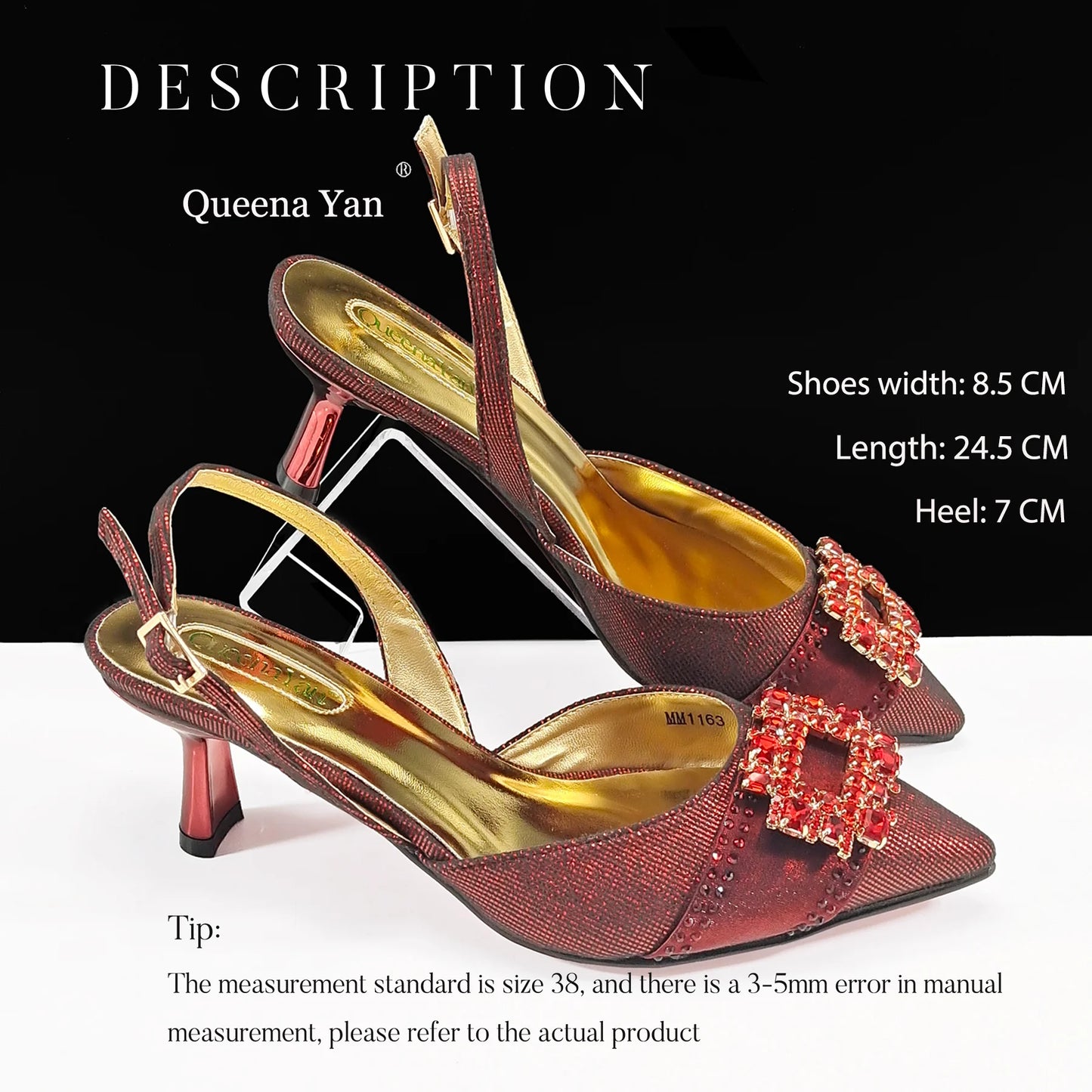 Spot Goods Italian Fashion Women Heels Elegant Color Block Design Brown Shoes And Bag Full Rhinestone Party Bag