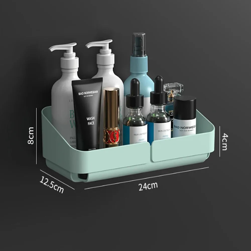 رف حمام مطبخ مريح، رف تخزين مستحضرات التجميل، منظم، رف دش، مستحضرات تجميل، رف شامبو، جدار، توابل، بدون حفر