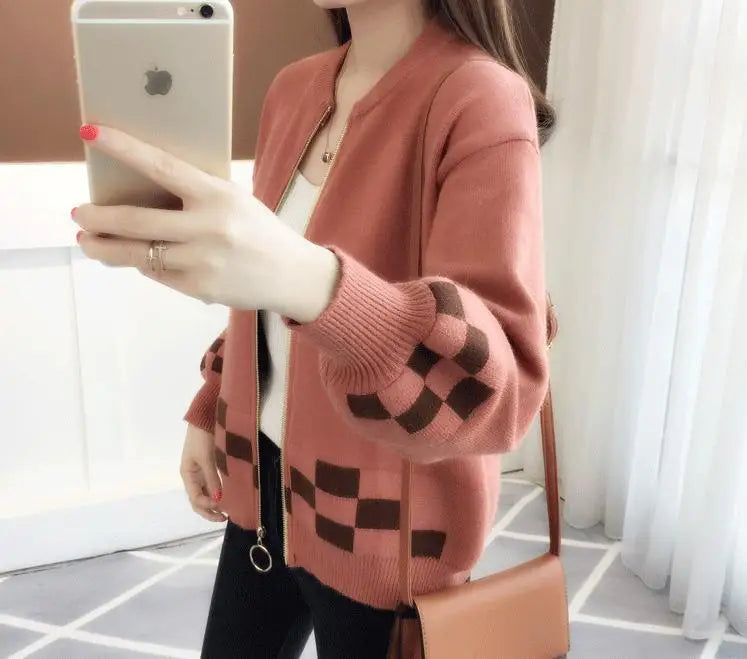 Women's Clothing Vintage Fashion Short Style Knit Cardigan Autumn Winter New Casual Loose O-neck Long Sleeve Sweaters Lady Tops