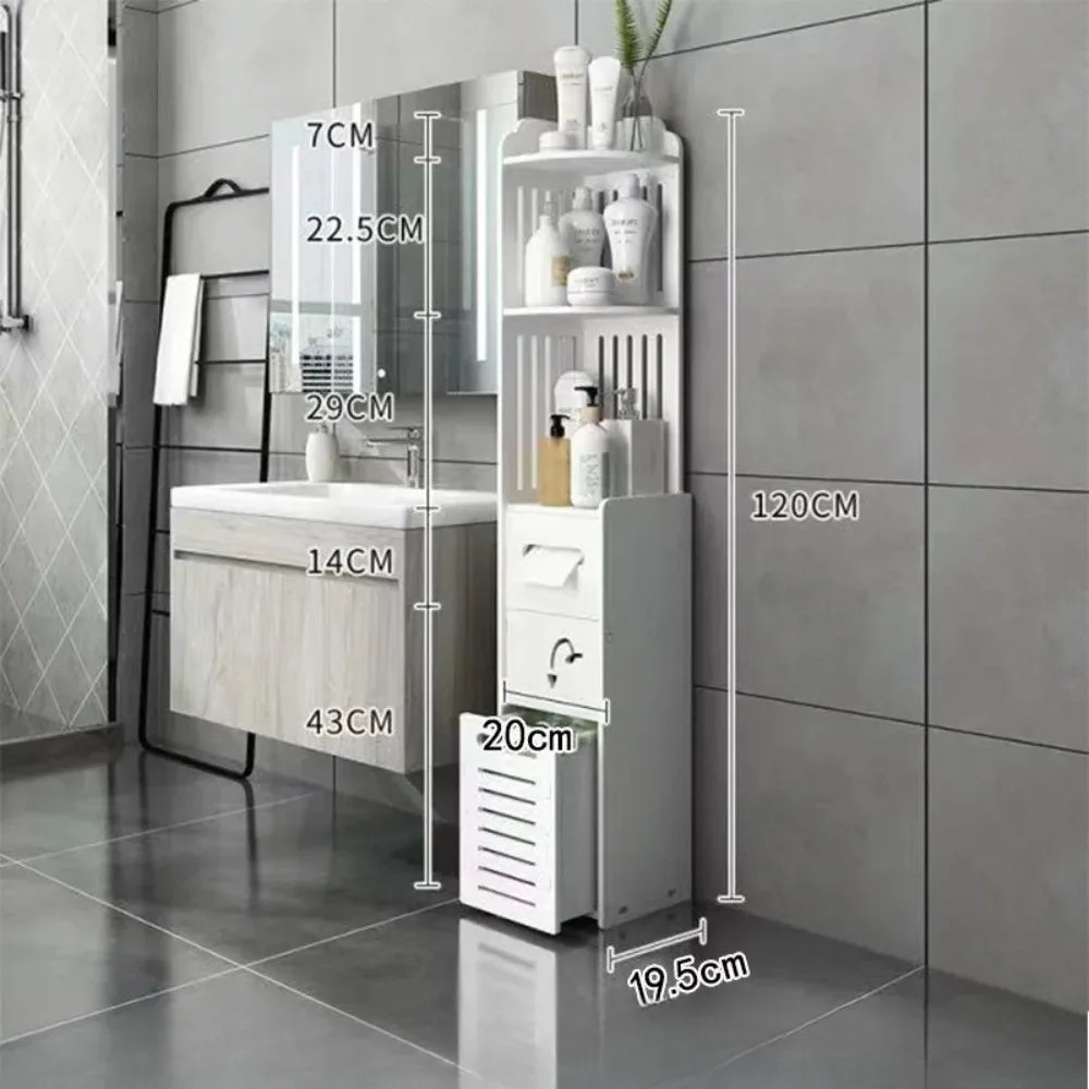 Bathroom Storage Cabinet Large Capacity Narrow Seam Storage Rack Waterproof Storage Rack Bathroom Floor Standing Storage Rack