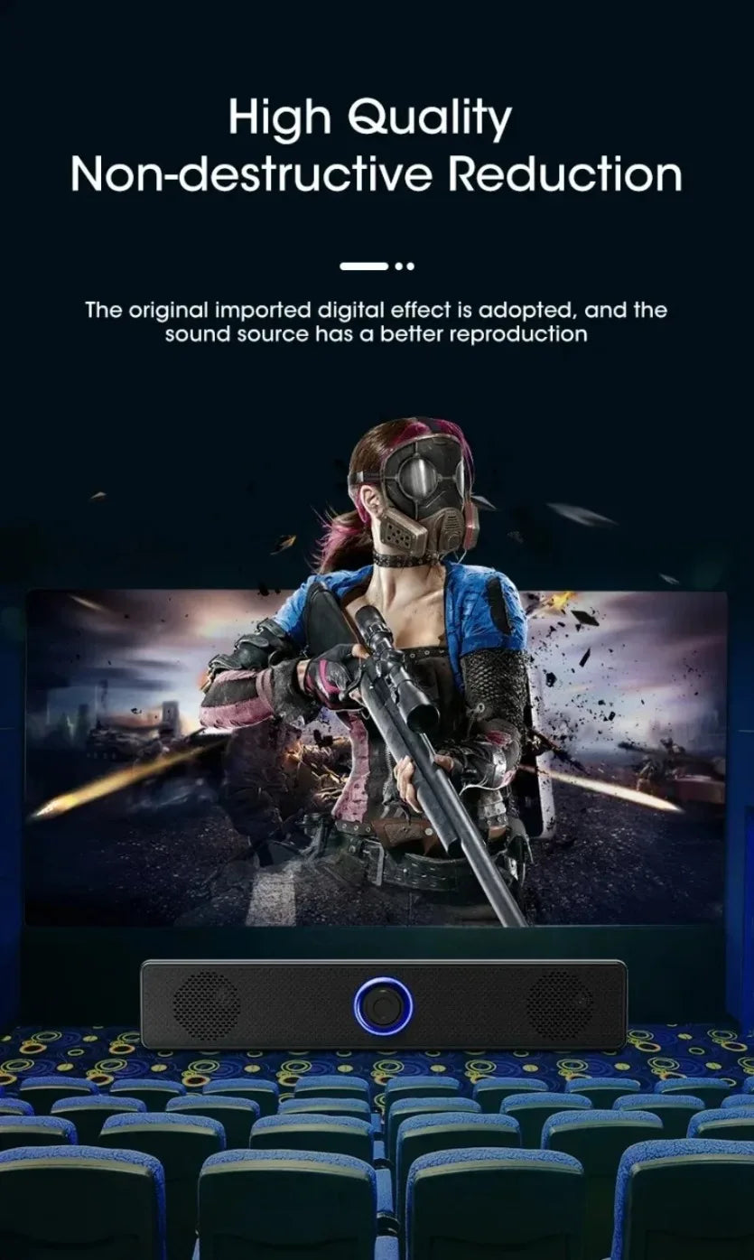 Bluetooth Computer Soundbar Speaker With Dual Speakers Powerful Bass Wired/Wireless Connection For PC Laptop Desktop