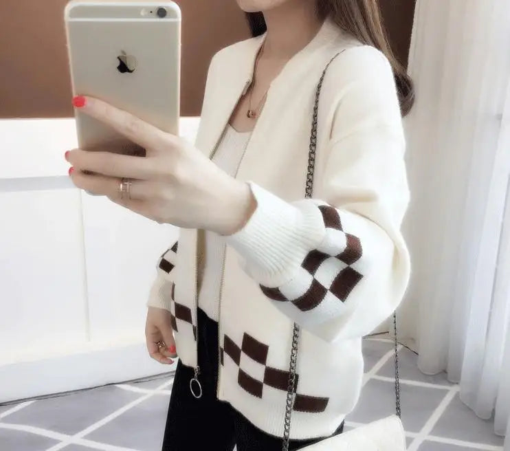 Women's Clothing Vintage Fashion Short Style Knit Cardigan Autumn Winter New Casual Loose O-neck Long Sleeve Sweaters Lady Tops