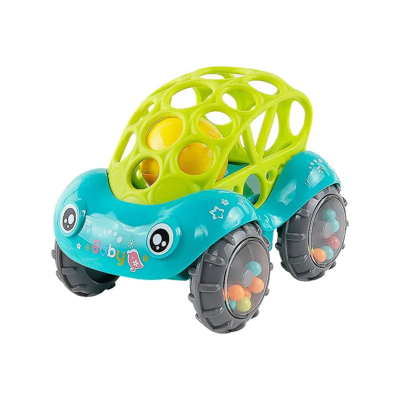 Baby Car Toys for 6 12 Months Friction Car Infant Soft Rubber Inertial Push and Go Vehicles Roll Car Hand Rattle Gift for Kids