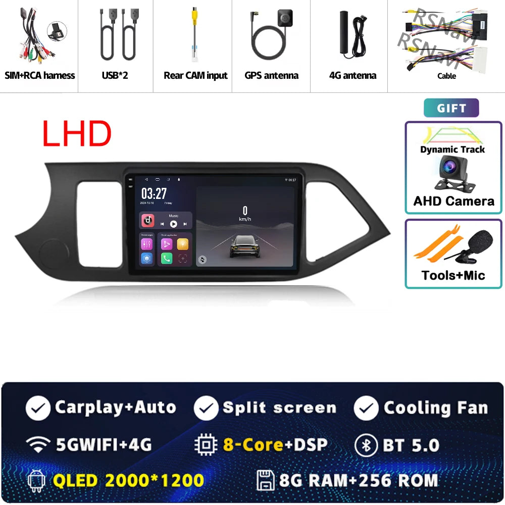 Android 15 For KIA Morning 2 picanto 2011-2017 LHD 2K QLED Android Car Radio Multimedia Video Player GPS Stereo CarPlay