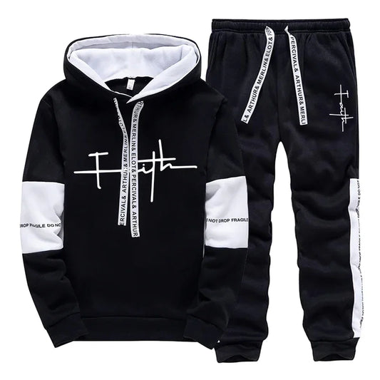 Casual Mens Tracksuit Printing Sweatshirts Outdoors  Sports Jogging Mens Clothing Versatile Single Piece Hoodie Pants Sportswear