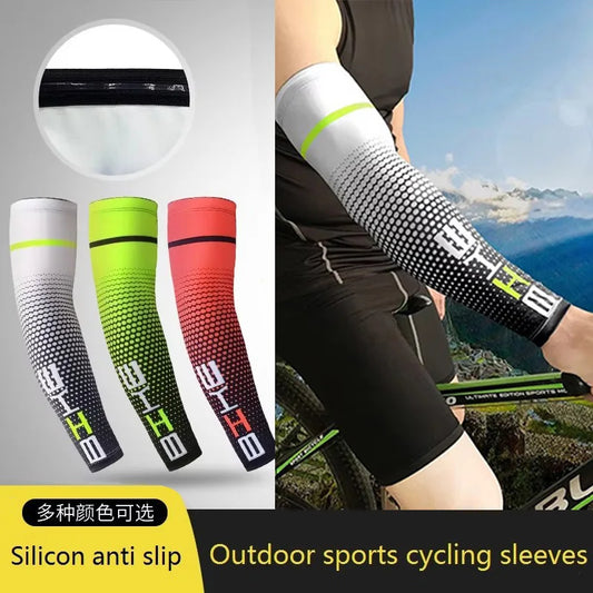 A pair Outdoor sports cycling hiking fishing breathable and high elasticity Lycra fabric protective sleeve sleevelet