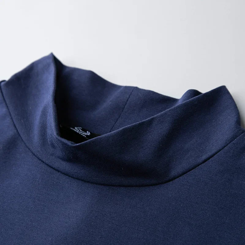 Mens Fashion T-shirt Mock Turtleneck Solid Knit Pullover Sweater Short Sleeve Casual Solid Color Dating Slim Fit Tops Undershirt