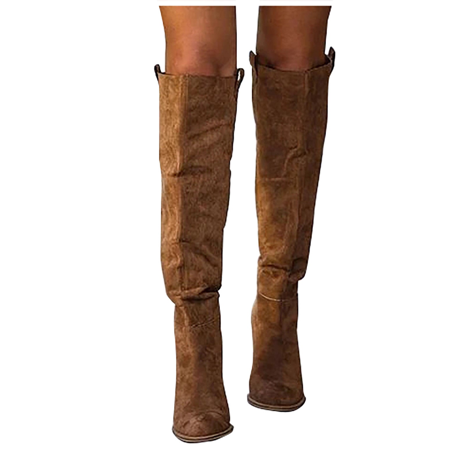 Winter Women Shoes Sexy High Pointed Toe Solid Color Slip-On Flock Warm Over The Knee Boots Ladies Mature Party Elegant Boots