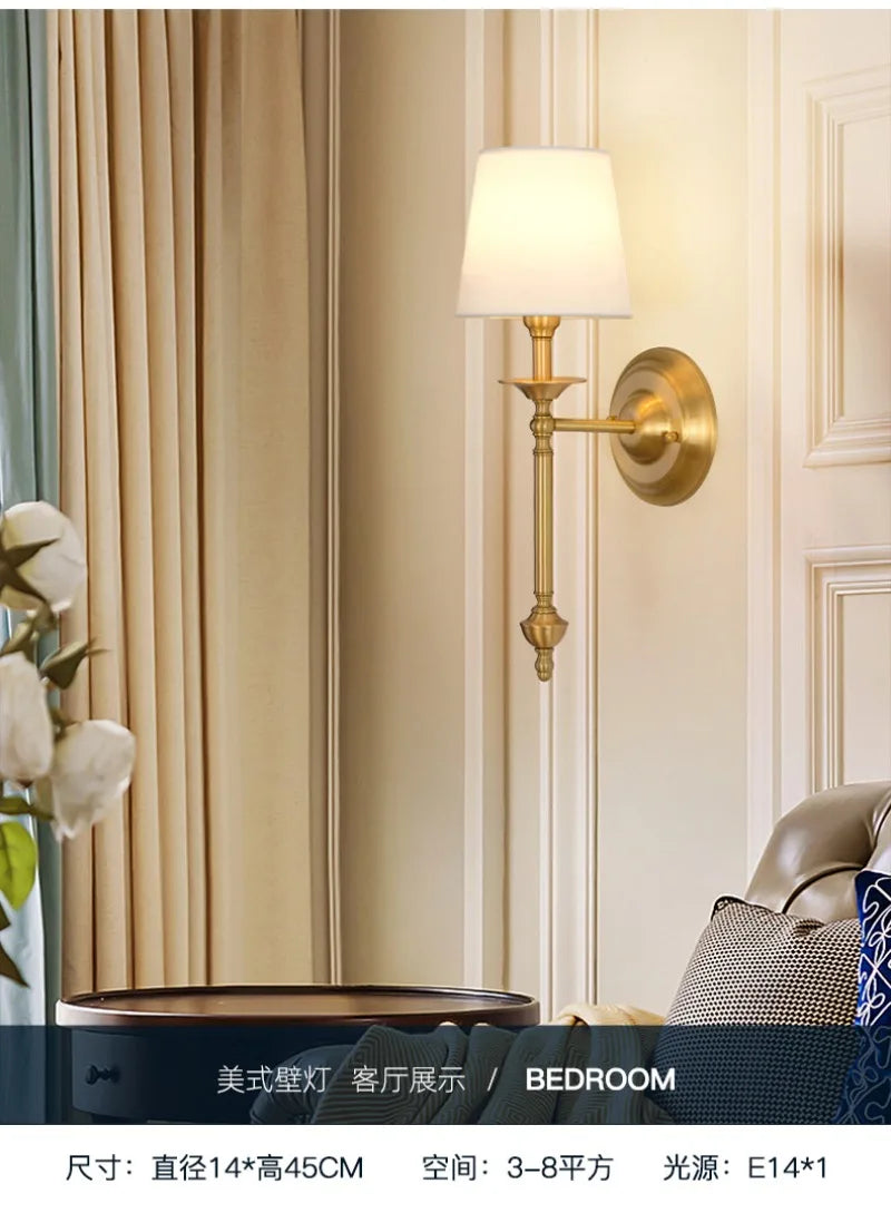 American Bedroom Bedside Lamp Mirror Front Light Simple Living Room Villa Clubhouse Wall Lamp