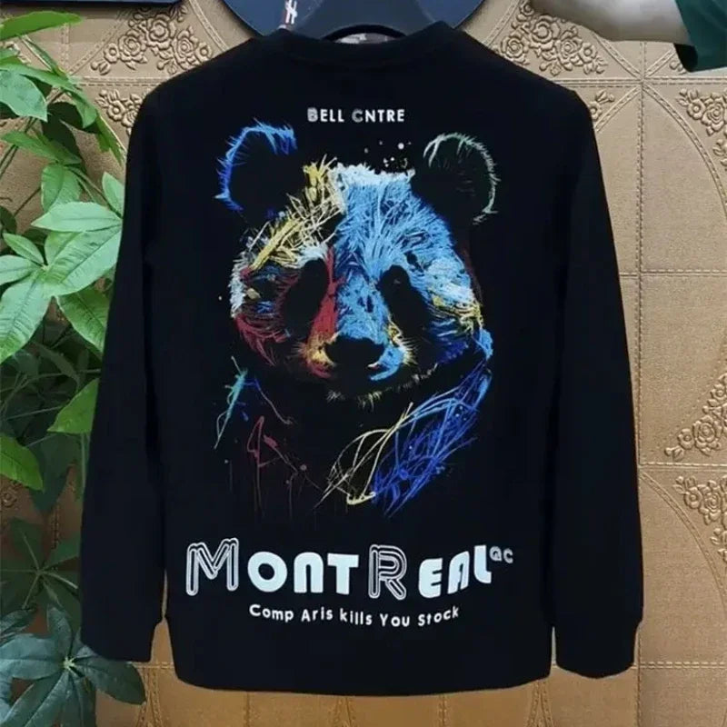 Fashion Trends 2025 T Shirt for Men Printed Tight Slim Fit Man Pullovers Streetwear High Brand Bulk Aesthetic Social Sweatshirts